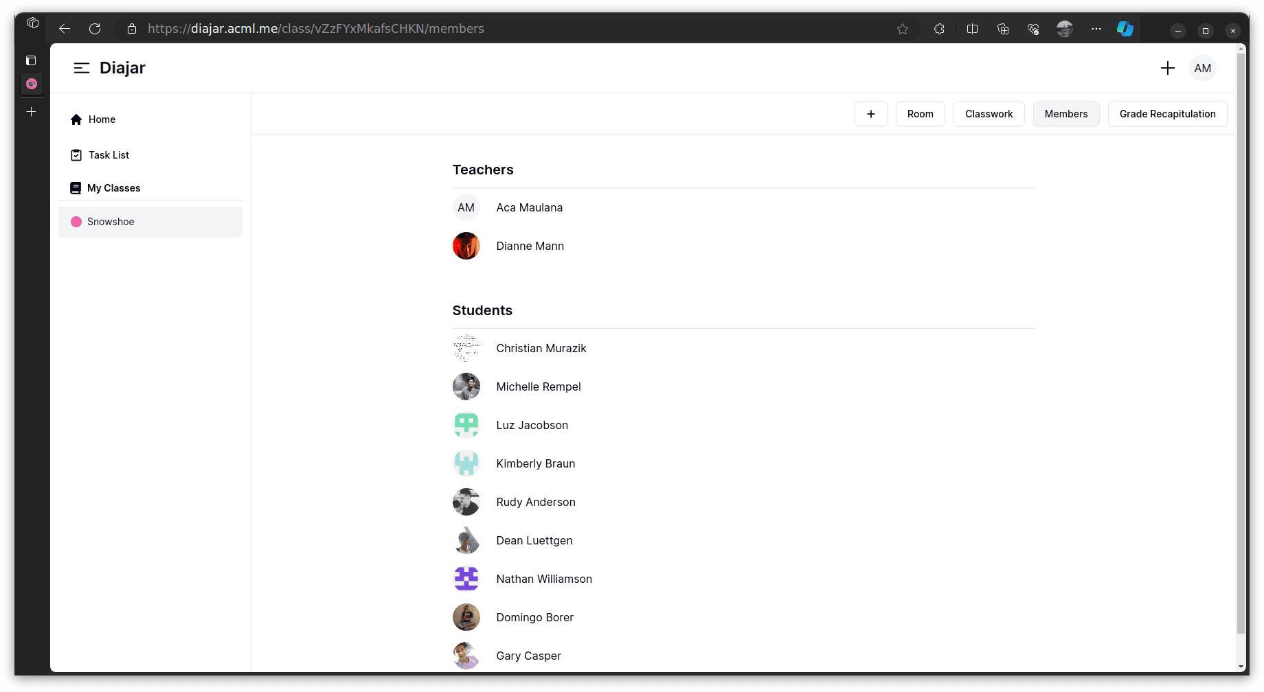 Member Page Screenshot