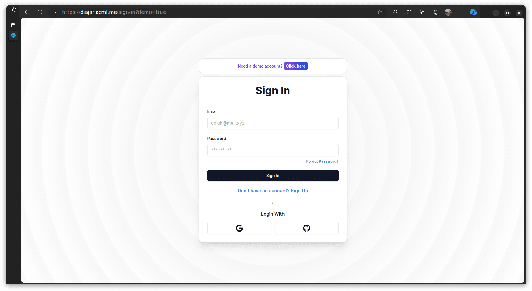 Sign In Page Screenshot